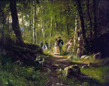 森の散歩 1869 古典的な風景 イワン・イワノビッチ Oil Paintings